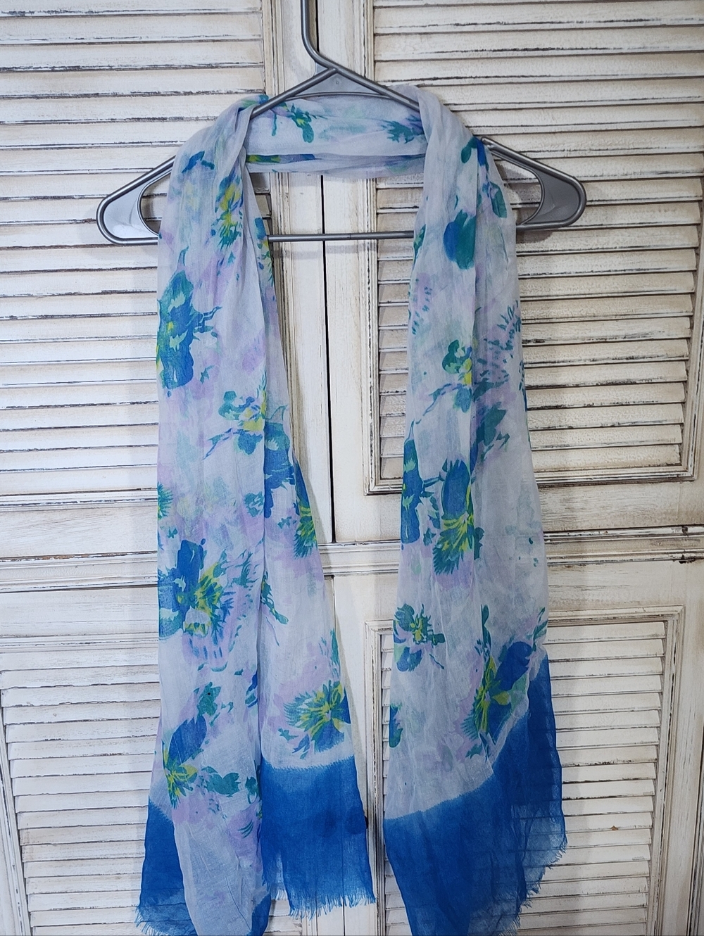 Lightweight Butterfly & Floral Scarves - Blue, Yellow, White Set Of 2 - Picture 5 of 10